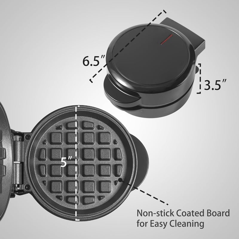 UVFAST Mini Waffles Maker, Small Snowflake Waffle Irons Non-stick, Breakfast Belgian Waffles, Mini Waffle Iron Make Waffle in Minutes, Portable Pancake Maker Machine for Kid, Easy to Clean, 5 Inches Wide - Image 2